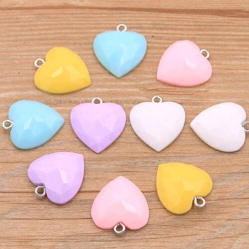 10Pcs 19X21MM Cute 5 Color Heart Resin Earring Charms Diy Findings Kawaii 3D Phone Keychain Bracelets Pendant For Jewelry Making