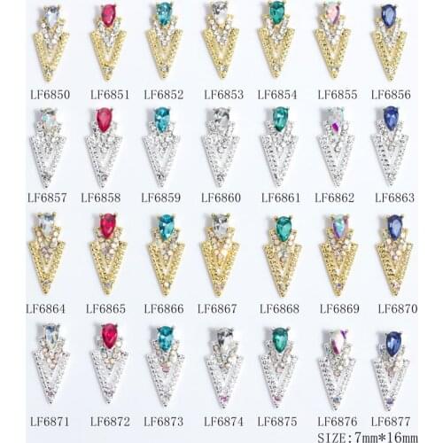 10Pcs Triangle Nail Art Metal Charms Luxury Crystal Rhinestones Gems Flatback Designer Jewelry For Nails UV Gel DIY Craft