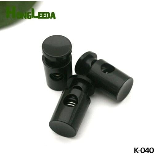 100pcs/lot K-040 black plastic round ball cord lock toggles plastic spring stoppers for 6mm bungee shock cord free shipping