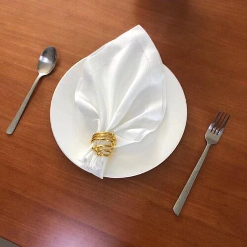 12pcs White Satin Cotton Napkins Wedding Table Cloth Napkins Party Wedding Table Cloth Napkin Polyester Restaurant Handkerchie