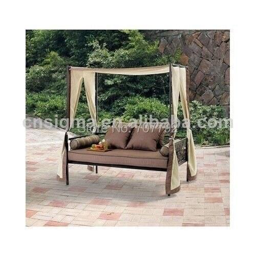 2014 Hot Sale Canopy Chaise Patio Garden Yard Rattan Lounger Daybed