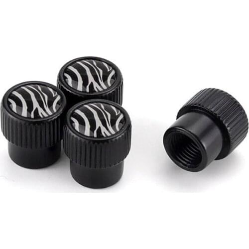 4pcs Car Tire Valve Caps Wheels Zebra Print Tyre Valve Stem Cap For Ford Auto Parts Styling Accessories Dustproof Airtight Cover