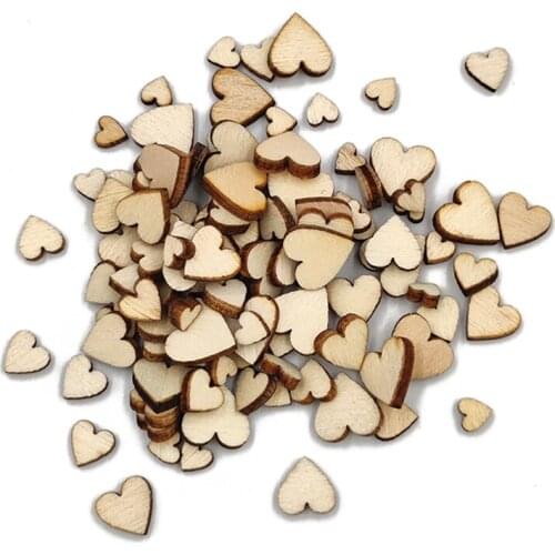 50pcs Wood Wooden Love Heart Shape Slices for DIY Party Wedding Decor, Wood Burning, Making Ornaments