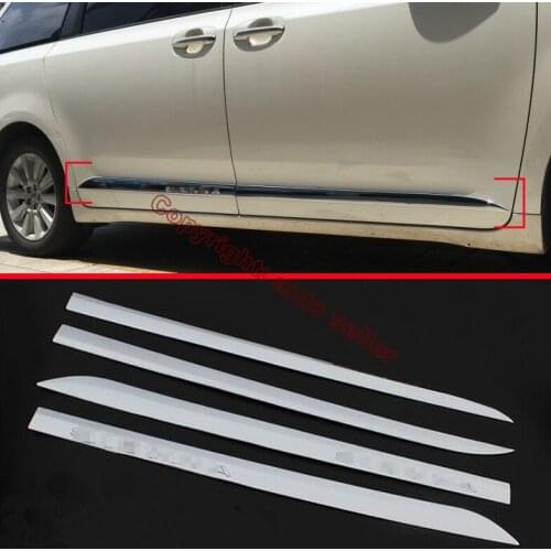 ABS Chrome Side Door Body Moulding Molding Trim For Toyota Sienna 2015 2016 2017
