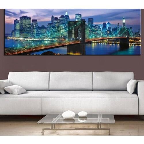 New York large 5D DIY Diamond Painting Full Square Round Drill Embroidery Night landscape Mosaic Needlework Home Decor