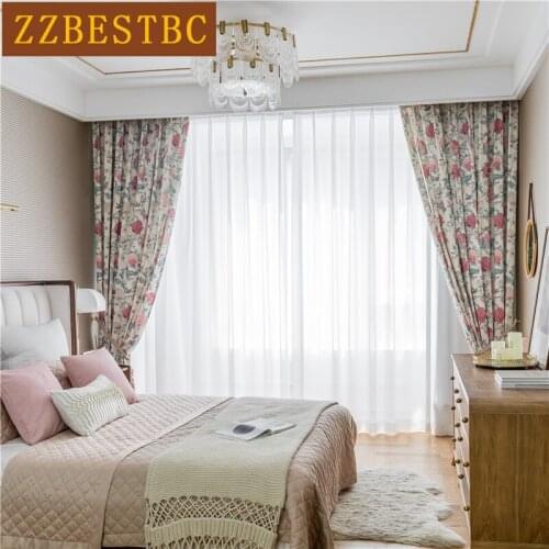American high-quality elegant printed curtains for bedroom living room kitchen hotel kitchen customizable short curtains