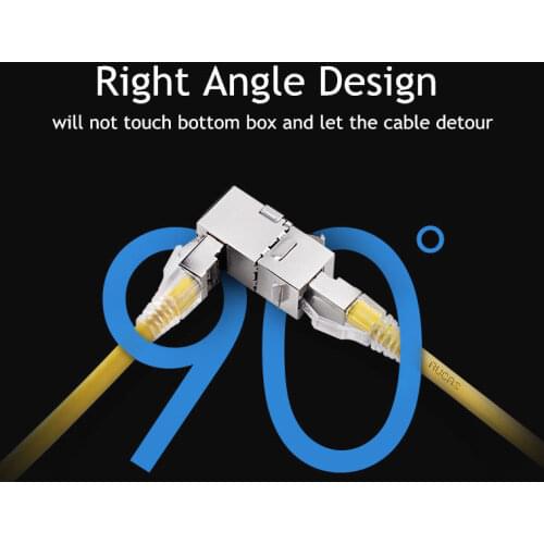 Aucas Cat7 RJ45 FTP 90 Degree Female Coupler Cable Joiner Wall Outlet Adapter Ethernet Cable LAN Inline Cable Extender