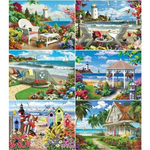 AZQSD 5D Diamond Painting Garden Full Drill Square Diamond Mosaic Landscape Cross Stitch Kits Picture Of Rhinestones Home Decor