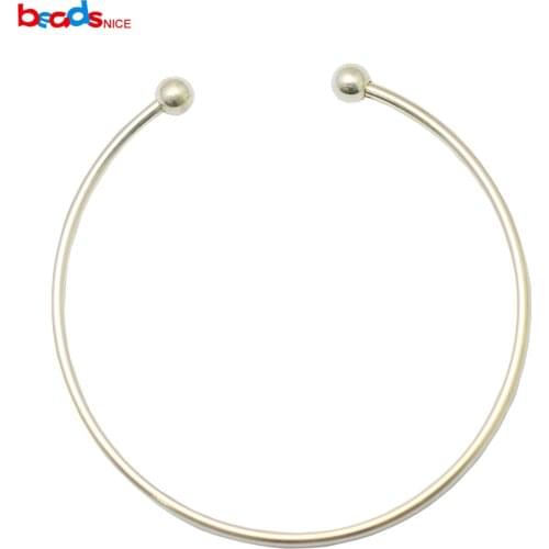 Beadsnice Sterling Silver Bangle Bracelet With Double Balls For Wedding Party Accessories Hot Gift ID37535