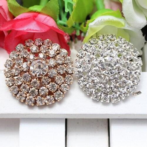 Big Size10pcs 28mm Round Silver Rhinestones Buttons Flatback Crystal Decorative Button for Children Headband Hair Accessories