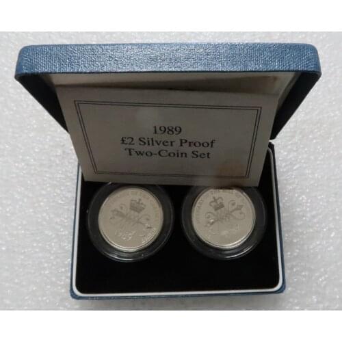 British 1989 2 Pound Silver Coin Human Rights Two Original Box Certificate Real Rare Silver Original Coin