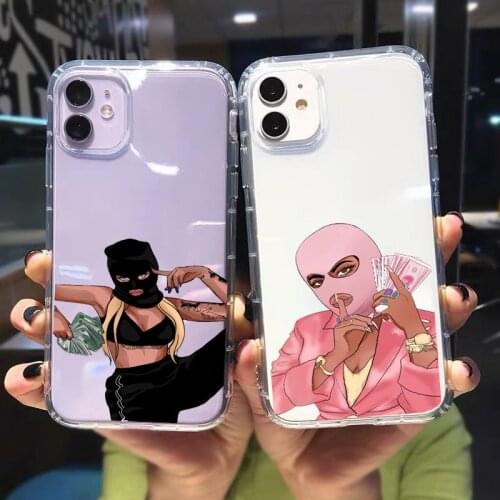 Make Money Not Friends Kash Afro Black Girl Phone Case for iPhone 12 Pro Max 11 XS SE20 XR X 7 8 6 Plus Clear Silicone Cover Bag