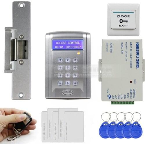 DIYSECUR Remote Controlled ID Card Access Control Security System Kit With Doorbell Button + Strike Lock + 10 Free ID Cards
