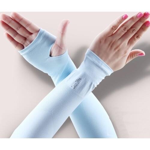 Anewmorn Long Gloves Sun UV Protection Hand Protector Cover Arm Sleeves Ice Silk Sunscreen Sleeves Outdoor Half Finger Sleeves