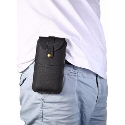 FSSOBOTLUN,For Xiaomi Black Shark 4 Pro/Mi 11 Ultra Genuine Leather Male Waist Pack Phone Case Pouch Bags Waist Mens Belt Bag