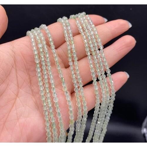 Faceted Round Natural Gemstone Prehnite Loose Spacer Beads for Handmade Crafts Bracelet Necklace Earrings Jewelry Making