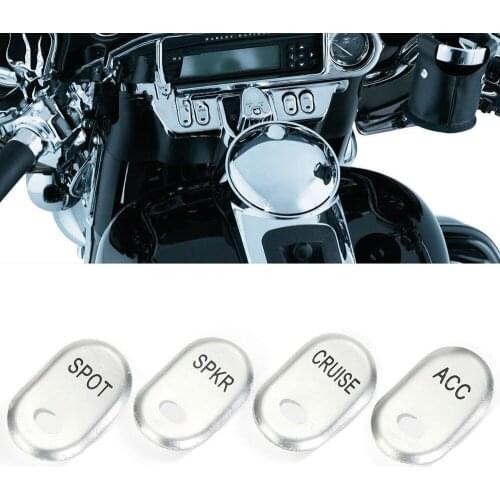 Chrome Hand Controls Switch Button Housing Caps Kit Brushed Panel Fit For Harley Touring FLHT 1996-2013