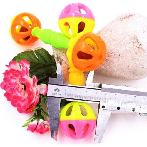 Bird Toy Parrot Accessories Pet Supplies Rattle Bite Resistant Chewing Training Double-Head Bell Ball Plastic Hammer Parakeets