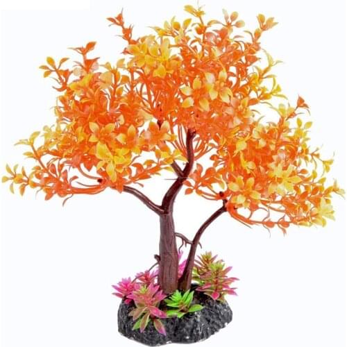 Artificial Stand Fish Tank Aquarium Landscpe Decor Plants Tree Ornament Yellow Plastic Plants Decorative Aquariums Accessories