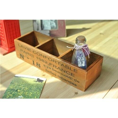 Creative home gift housed groceries do the old wood three cells to do the old wooden pen decorated storage box