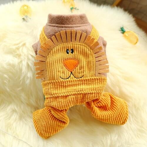 Cute Cartoon Dog Jacket Winter For Dog Jumpsuit Wholesale Shop Pet Warm Thick Fur Snow Four Legs Clothes Bichon Bulldog Supplies