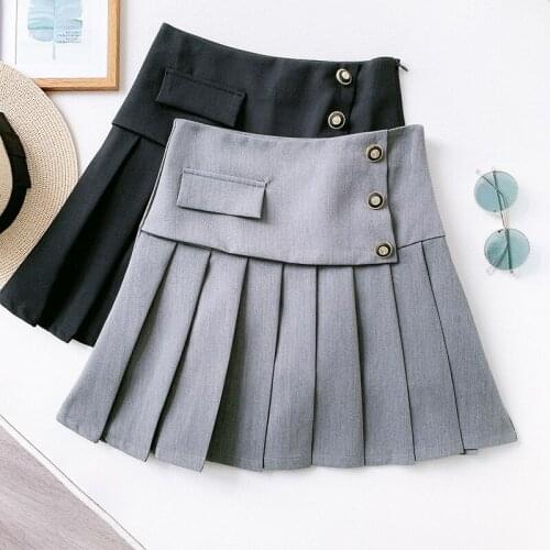 Wasteheart Spring New Gray Women Fashion A-Line Mini Skirts All-match Clothing Plus Size Short Skirt Belt Bodycon Slim