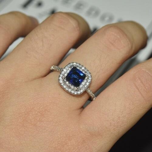 Fashion Simple Jewelry Full Inlay Cubic Zirconia S925 Silvery Square Rings Women Wedding Engagement Exquisite Ring New Year Gift