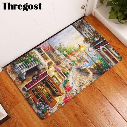 Cartoon Castle Scenic Printed Floor Mats Microfiber Europe Style Indoor Bedroom Doormat 3D Carpet Rugs for Stair Steps