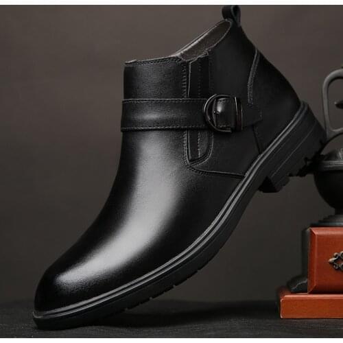 Genuine Leather Men Waterproof Boots Men Casual Shoes Fashion Ankle Boots For Men High Top Winter Men Boots we43