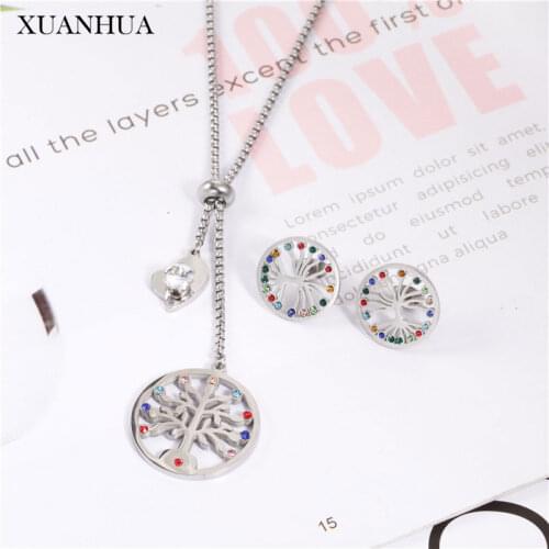 XUANHUA Stainless Steel Jewelry Sets Charm Christmas Tree Necklace Earrings Set Fashion Jewelry Accessories Free Shipping