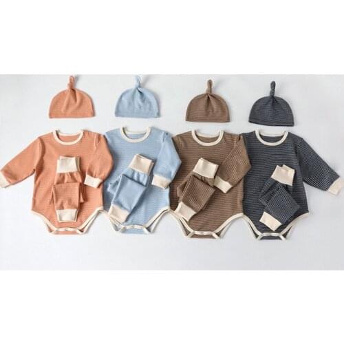 Autumn Infant Baby Boy Clothes Set Cotton Long Sleeve Baby Bodysuit +Pant +Hat 3pcs Toddler Boy Outfits Spring Newborn Clothing