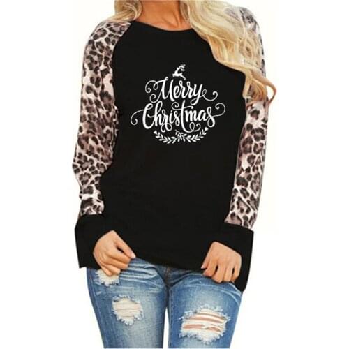 Autumn Leopard Tshirt Women Letter Print Shirt Tops Long Sleeve O-Neck Harajuku Pullovers Tops Ladies Casual Plus Size T-Shirts
