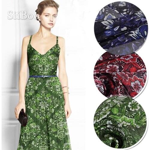 Pastoral floral printed 100% silk chiffon fabric for dress telas de chiffon tecidos stoffen 6mm cheap natural silk fabric SP4347