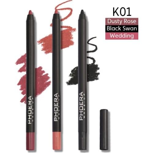 PHOERA Multi-colors Lipstick Pen Eyeliner Lasting Waterproof Moisturzing Velvet Matte Lipstick Cosmetics Makeup Pencil TSLM1