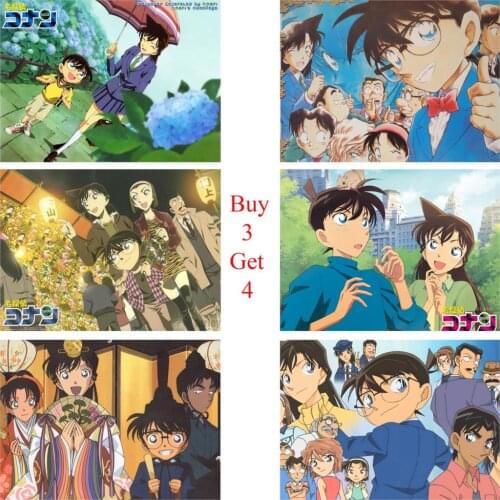 Detective Conan Posters Anime Wall Stickers White Coated Paper Prints High Definition Livingroom Bedroom Bar Decoration Home Art
