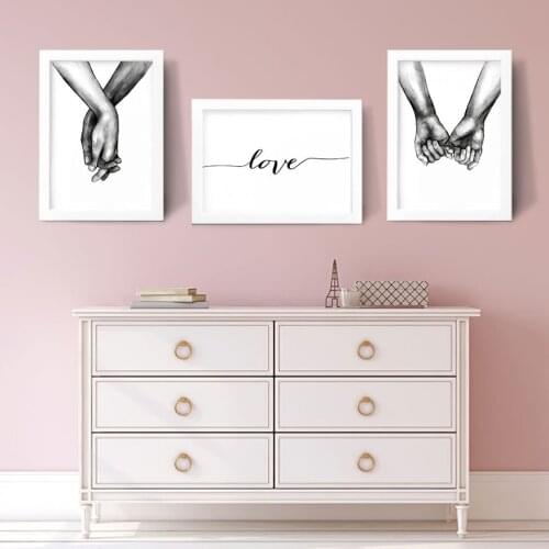 Hand In Hand Posters And Prints Nordic Poster Love Wall Art Canvas Painting Quote Wall Pictures For Living Room Modern Picture