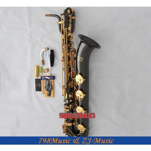 Support Professional Black Nickel Gold Baritone Saxophone Sax High F# W/Leather Case