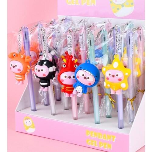 20 pcs/lot Creative Ocean Animal Pendant Gel Pen Cute 0.5mm black Ink Signature Pens Promotional Gift Office School Supplies