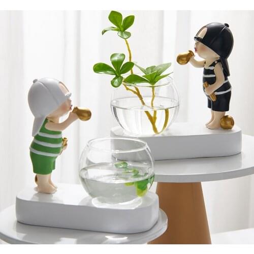 Cute resin water bubble cartoon character hydroponic ornaments home decoration living room bedroom office creative furnishings
