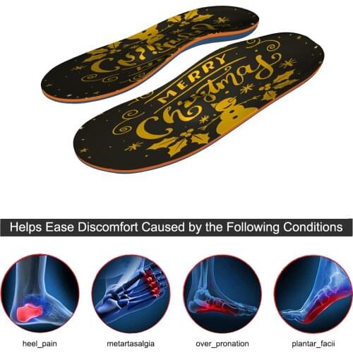 Christmas pattern Flat Feet Fasciitis Arch Support Insoles for Men Women Orthotic Shoe Inserts ease Foot Pain iFitna