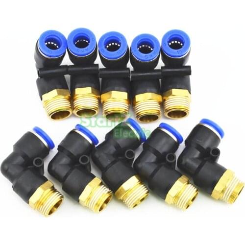 12mm X 3/8'' Thread Pneumatic Male Elbow Connector Tube Air Push In Fitting 10Pcs