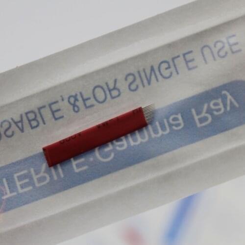 100 Pcs Red 12 Pin Permanent Makeup Eyebrow Tattoo Blade Microblading Needles FOR 3D EYEBROW TATTOO