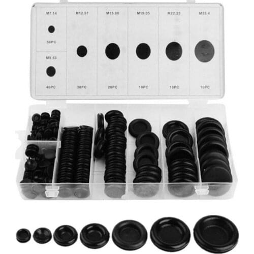 170Pcs Rubber Grommet Assortment Contain 7 Popular Sizes Firewall Hole Plug Set Electrical Wire Gasket Kit For Car