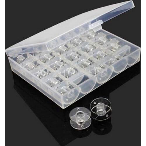 25 Pcs/box Sewing Bobbin DIY Crafting Empty Bobbin Sewing Machine Plastic Spools Thread Bobbins Storage Box Set Sewing Tool