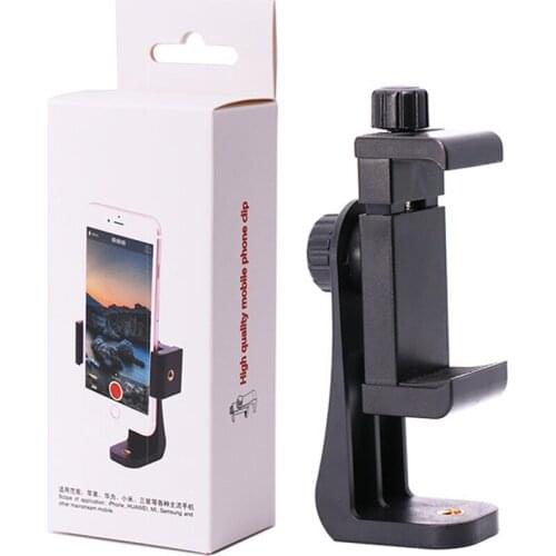360-degree Rotating Tripod Mount Adapter Horizontal/Vertical Bracket Mobile Phone Clip Smartphone Holder