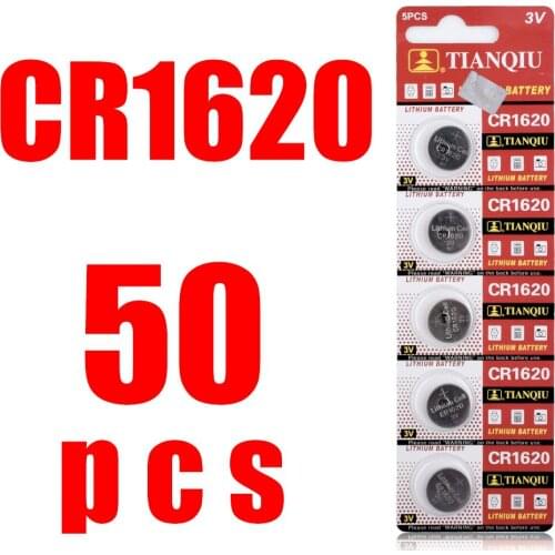 50PCS Lithium Battery CR1620 Electronic Button Coin Cell Batteries 3V ECR1620 DL1620 5009LC Watch Toy Remote CR 1620