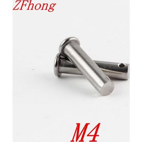 50pcs M4*10/12/16/20/25/30/35/40/45/50/55/60 stainless steel clevis Pin with head Flat head cylindrical pin with hole