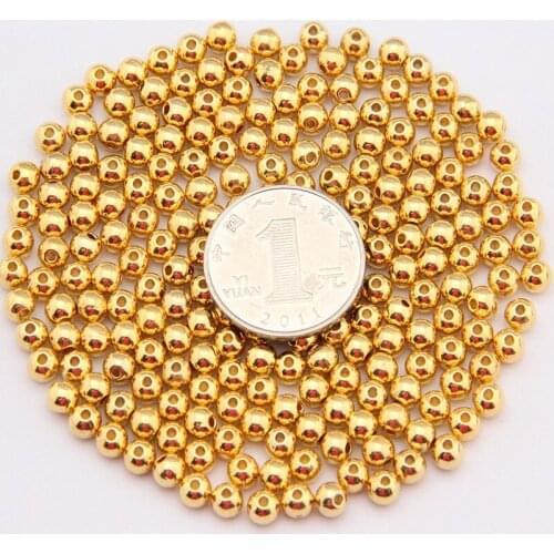 500PCs 3-6mm Beads Gold color Smooth Round Spacers Beads DIY Bracelets &Necklace Jewelry Gifts
