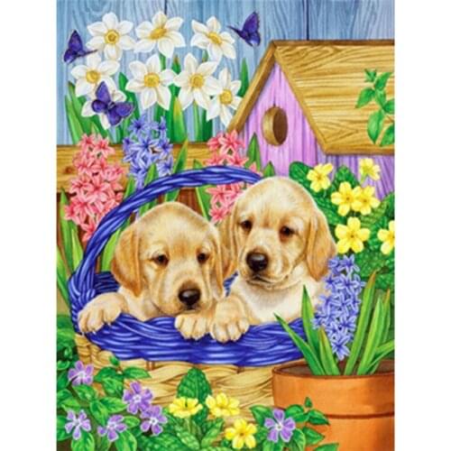 5D DIY Square Round Diamond Embroidery Puppy Diamond Painting Cross Stitch Cute Labrador Dog Animal Mosaic Gift WG2169