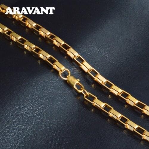 925 Silver 4MM 18K Gold Necklace Big Box Chains For Men Women Fashion Jewelry Accessories